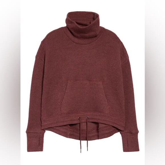 Sweaty Betty Boucle Funnel Neck Sweatshirt in Black Cherry NWT Small size 6 - Picture 1 of 11